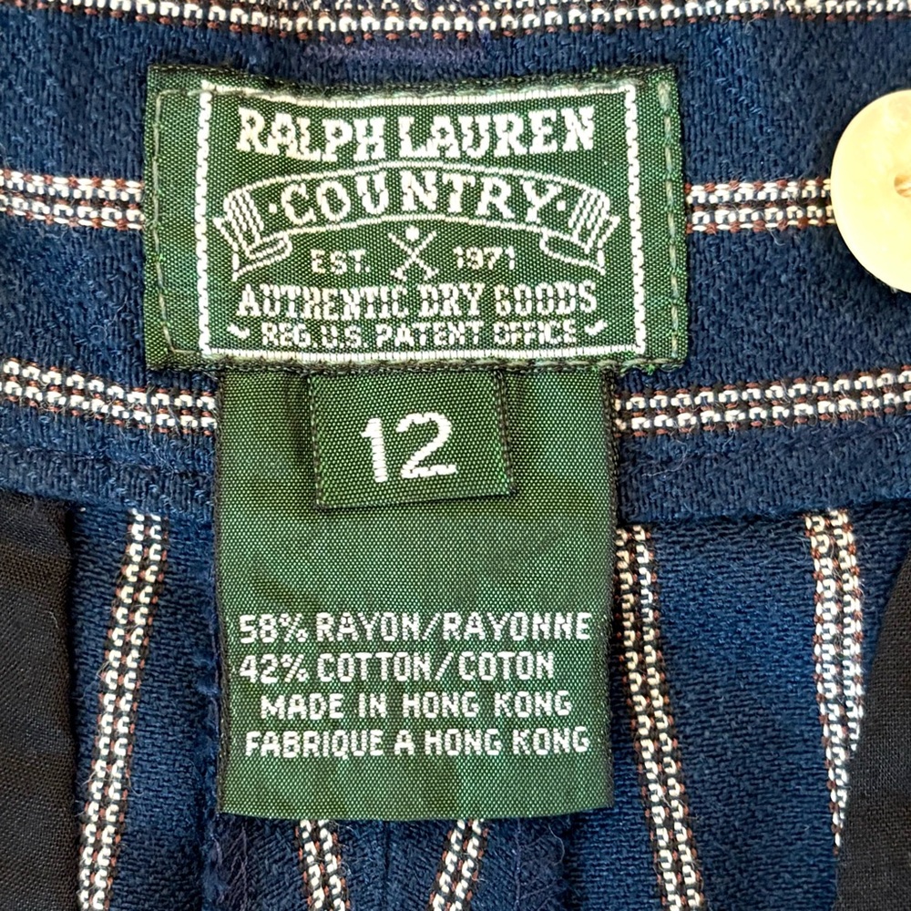 Ralph Lauren Country RARE Vintage High Waist Pinstripe Pleated Trousers Navy 12 - Picture 4 of 14